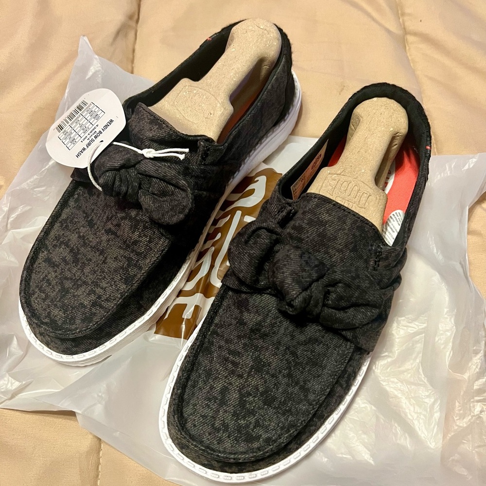 Hey Dude Black Textured Slip-On Loafers